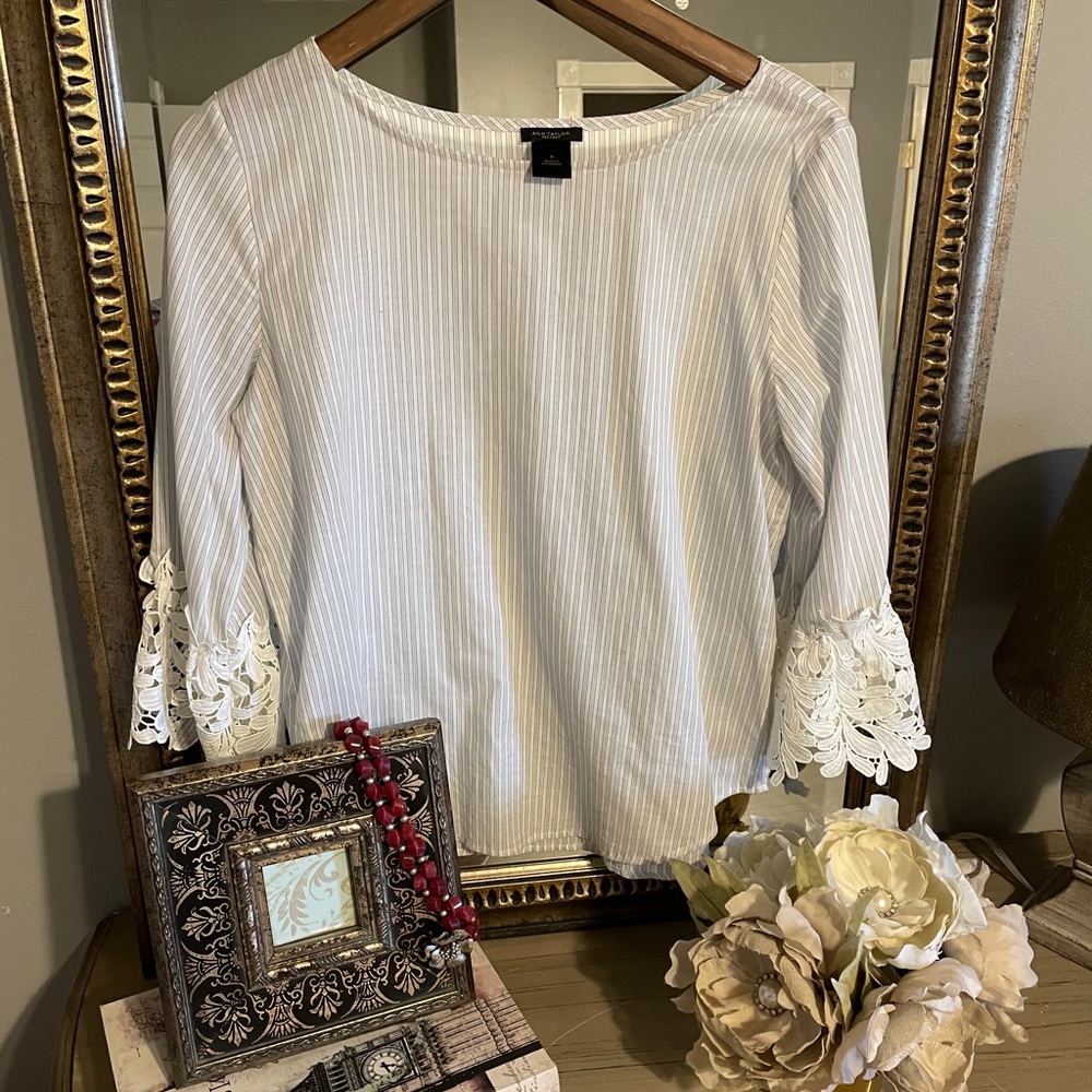 Ann Taylor Cotton lace sleeve shirt